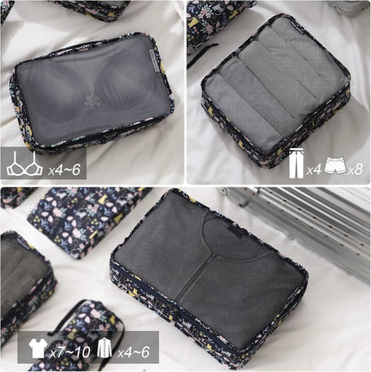 Dizdvizd Travel Cubes, Set of 6 Cube Organizers, Travel Organizer Bags, Suitcase Organizer - Cat