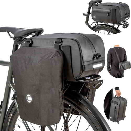 HuiJuKeJi Bike Trunk Bag Bicycle 26L Storage Pannier Saddle Bag Multifuction Rear Bike Cargo Rack Bags with Reflective Strips Waterproof Travel Accessories Expandable Luggage Trunk Bag for Cycling