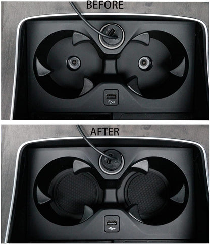 Custelen Universal Non-Slip Car Cup Coaster - Set of 4 Black Embedded Ornaments Cup Holders for Car Interior Accessories