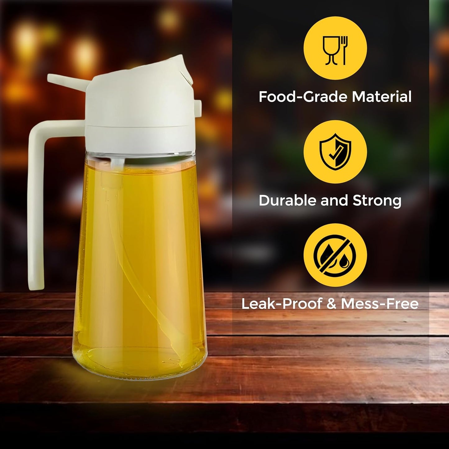 WEARPEER 16oz/470ml 2-in-1 Glass Olive Oil Sprayer & Dispenser – Premium Oil Spray Bottle for Cooking, Air Fryer, Salad, BBQ & Frying – Food-Grade kitchen tools & gadgets & Oil Dispenser Bottle