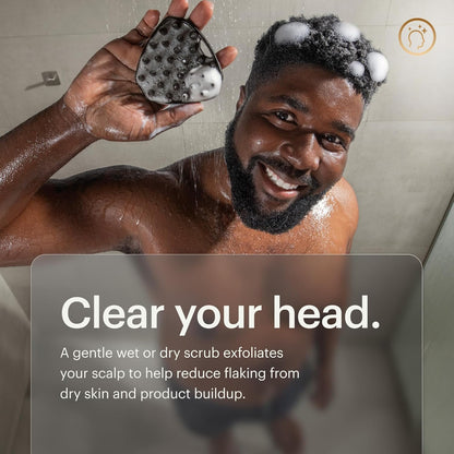 MANSCAPED® The Scalp Buffer Men’s Silicone Head Scrubber – Premium Cleansing & Exfoliating Hair Brush, Ergonomic Handheld Design for Gentle Scalp Massage (1-Pack)