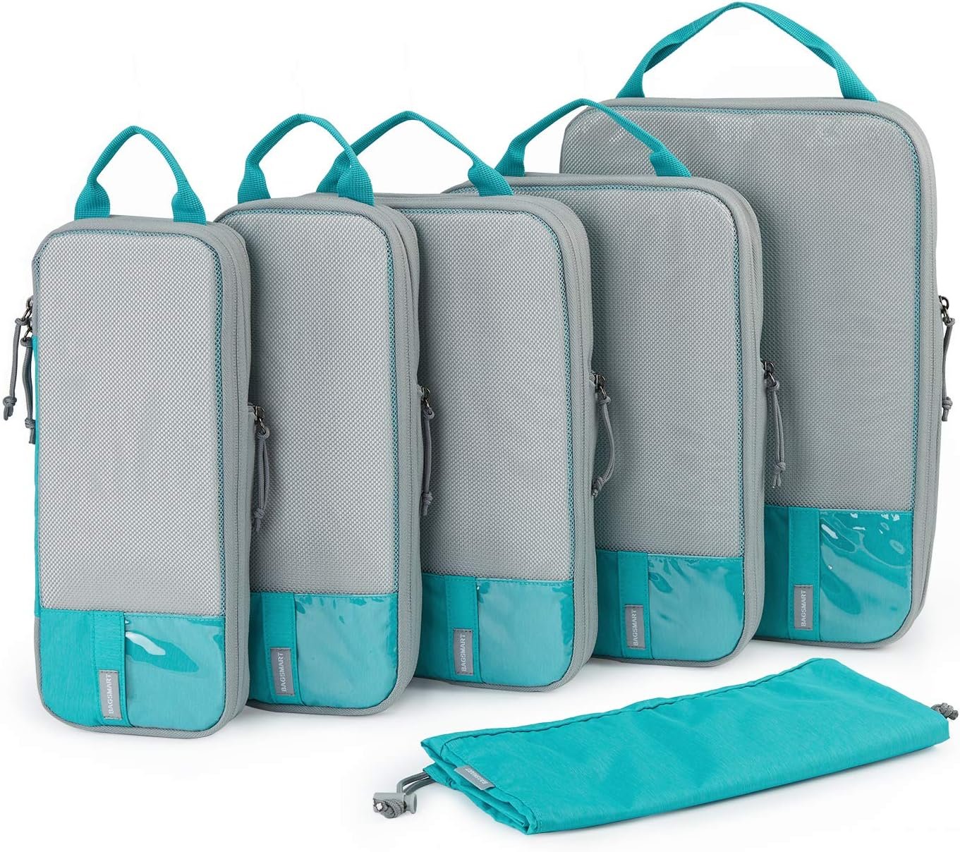 BAGSMART 6 Set Compression Packing Cubes, Lightweight Vacation Travel Essentials for Women, Travel Accessories for Suitcase Organizer Bags Set, Durable Luggage Organizer Bags