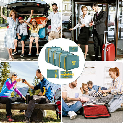 AiQInu 7-Piece Waterproof Packing Cube Set Travel Organizer for Clothes, Shoes, Underwear