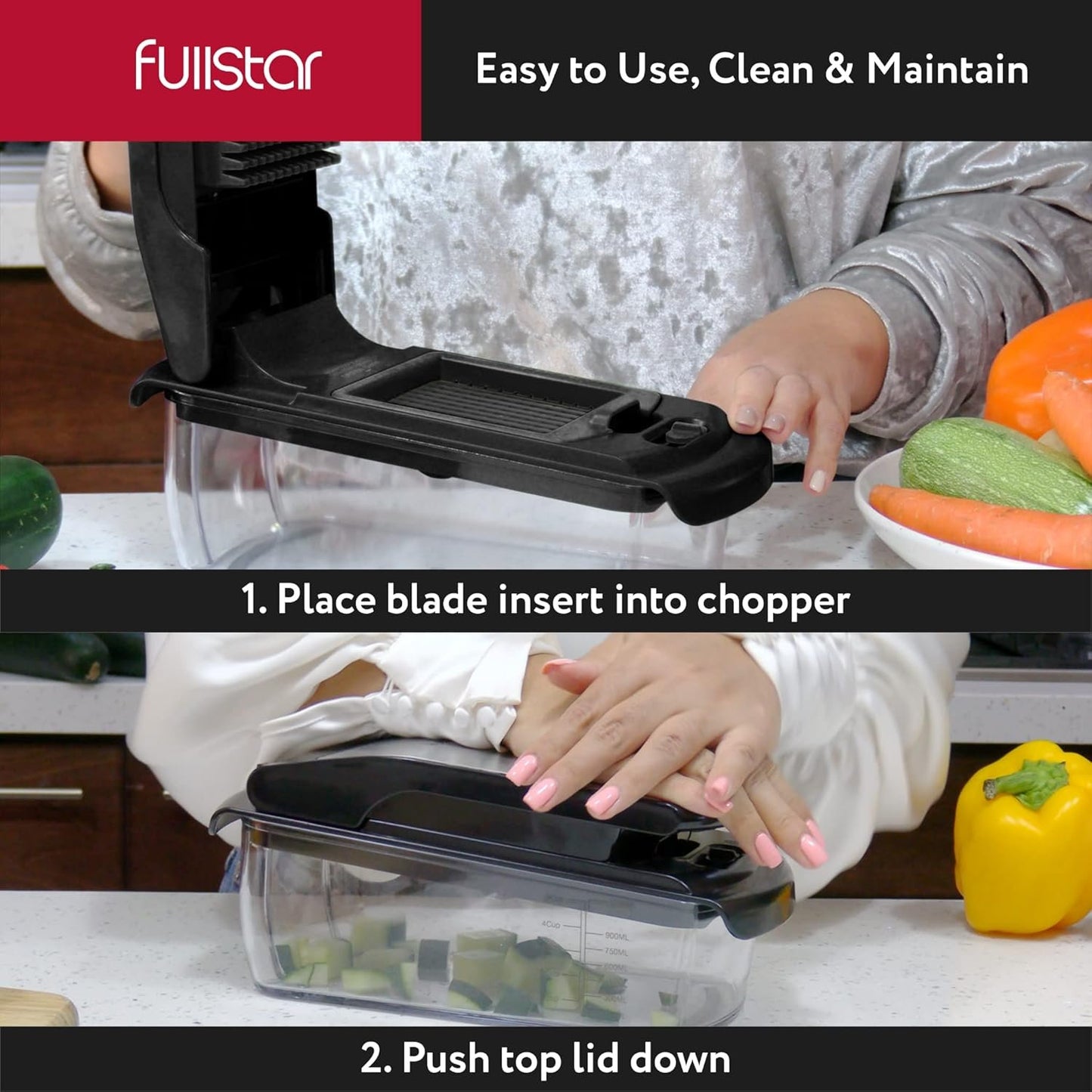 Vegetable Chopper Vegetable Cutter - Food Onion Salad Veggie Chopper with Container - French Fry Potato Dicer Slicer Cutter - Kitchen Tools & Gadgets (9-in-1 Black)