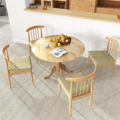 Giantex Round Dining Table, 39" D X 29" H, Rubber Wood Pedestal Table W/Round Tabletop & Curved Trestle Legs, 4-Person Dinner Table for Kitchen, Dining Room, Restaurant (Natural)