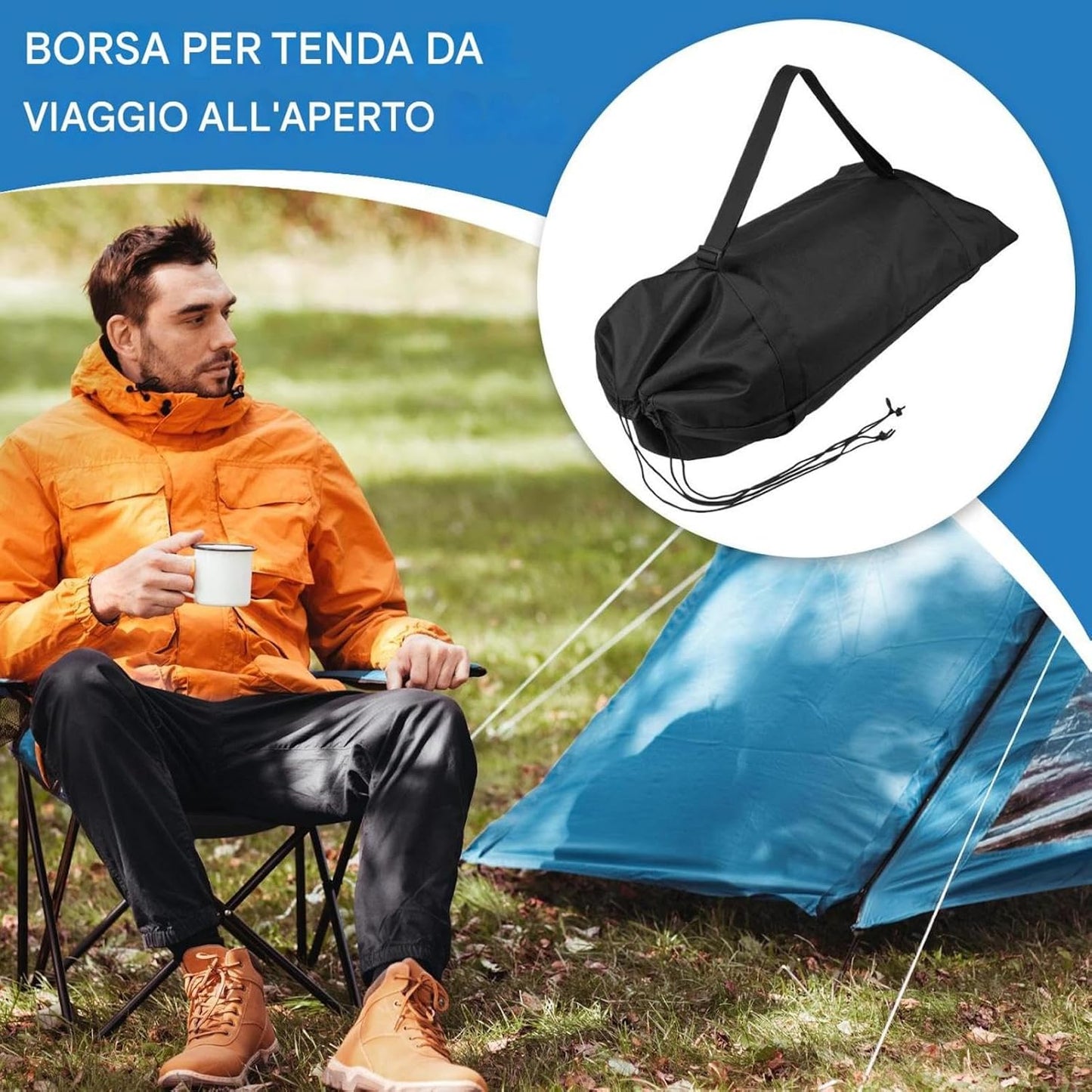 Tent Bag, Foldable Travel Luggage Carrier, Waterproof Tent Storage, Heavy-Duty Outdoor Gear Organizer, Adjustable Shoulder Strap, For Camping, Hiking, Fishing, Easy Transport