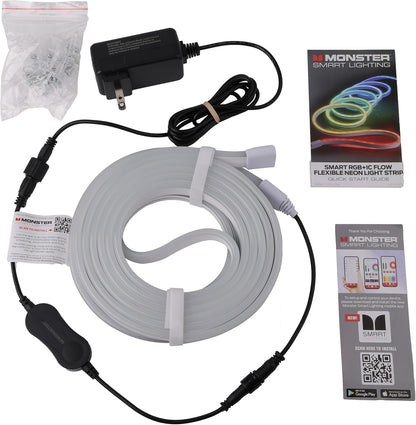 Monster Smart Neon LED Light Strip, 16.4 Ft RGB+IC Wi-Fi LED Rope Light, Water Resistant for Outdoor & Indoor, Compatible with Alexa Google Home & Siri, App & Voice Control, Sound Reactive, Flexible