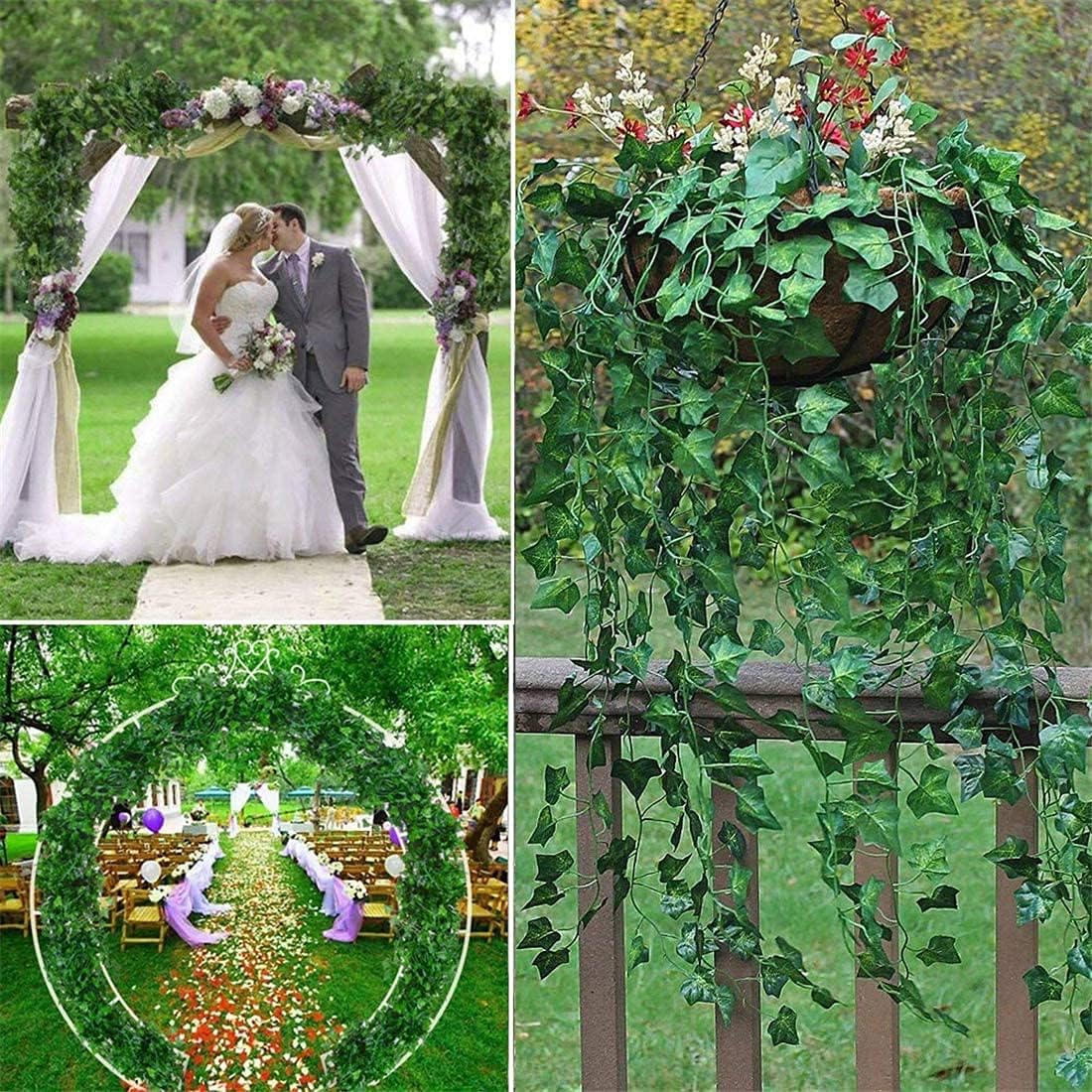84 FT Artificial Ivy 12 Pack Ivy Vine Garland Ivy Leaves Greenery Garlands Clip Hanging Fake Leaf Plants Faux Green Flowers Decor Home Kitchen Garden Office Wedding Wall