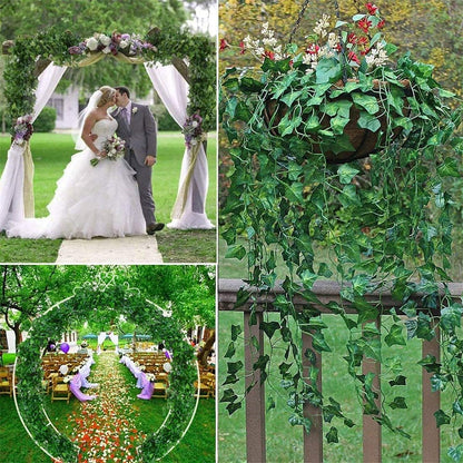 84 FT Artificial Ivy 12 Pack Ivy Vine Garland Ivy Leaves Greenery Garlands Clip Hanging Fake Leaf Plants Faux Green Flowers Decor Home Kitchen Garden Office Wedding Wall