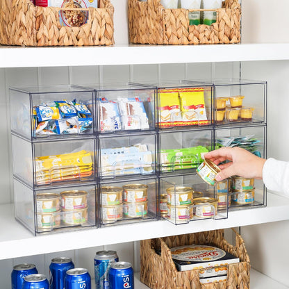 Vtopmart 2 Pack Clear Stackable Storage Drawers, 4.4'' Tall Acrylic Bathroom Makeup Organizer,Plastic Storage Bins For Vanity, Undersink, Kitchen Cabinets, Pantry, Home Organization