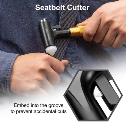 Premium Car Safety Hammer - Emergency Escape Tool with Car Window Breaker and Seat Belt Cutter, Life Saving Survival Kit with Heavy Carbon Steel Points and Hardened Sharp (Yellow)