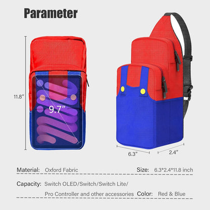 Cute Travel Bag for Nintendo Switch/2/Lite/OLED, Small Sling Portable Waterproof Backpack Carrying Crossbody Shoulder Chest Gaming Bag Case for NS SD Console Dock Joy-Cons Accessories Storage