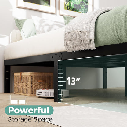 King Size Bed Frame, 14 Inch King Bed Frame with Underbed Storage, Heavy Duty Metal Platform Bed Frame No Box Spring Needed, Noise Free - Easy Assembly