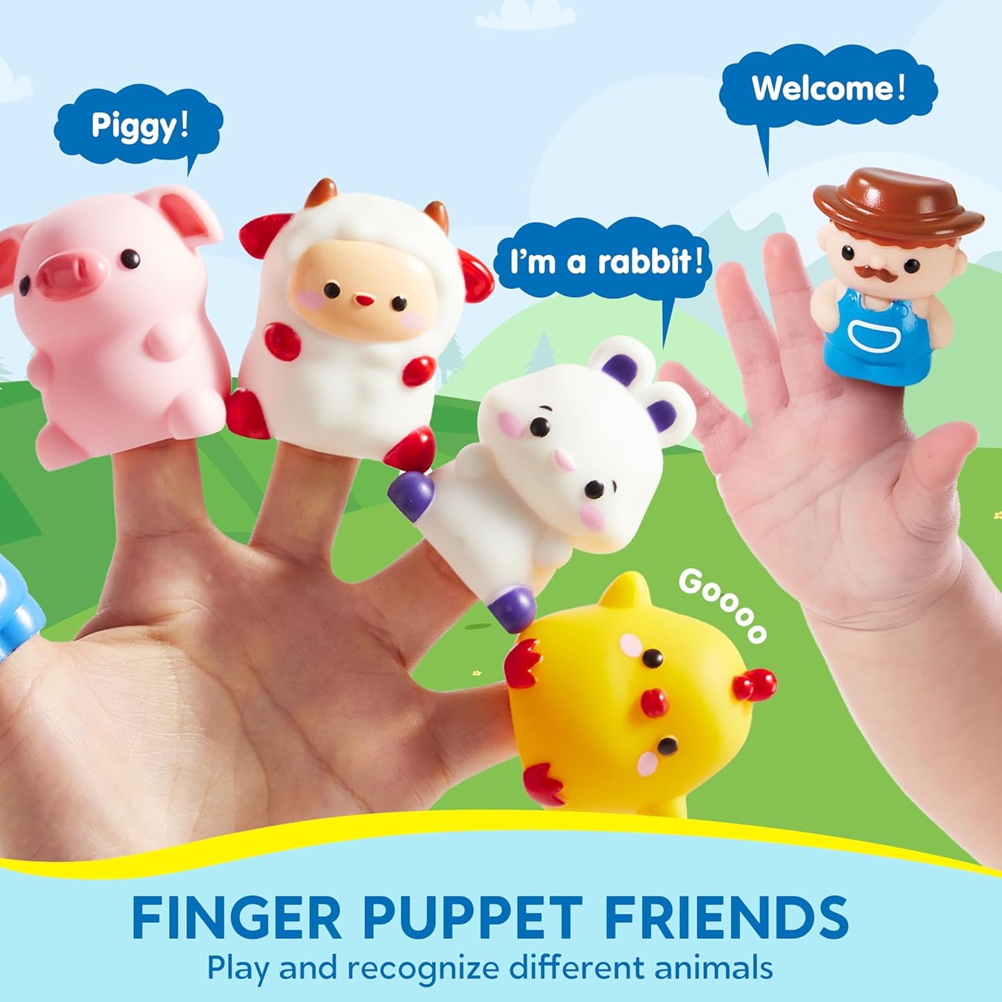 Play-Act Learning Toy for Toddlers 1 2 3 Years Old, Counting, Matching & Sorting Montessori Learning Farm Train Including 9 Farm Animals and 1 Farmer, Christmas Birthday Gift for Baby Boys Girls