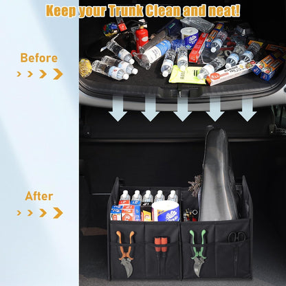 ITHWIU Car Trunk Organizer Collapsible Multi Compartment Car Organizer, Foldable SUV Storage for Vehicle, Truck, Auto, Non-Slip Bottom
