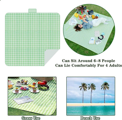 Dafape Picnic Blanket, Large Waterproof Sand-Proof Camping Beach Mat Lightweight Durable and Foldable Suitable for Outdoor Activities Grass Travel Hiking Mat (Green)