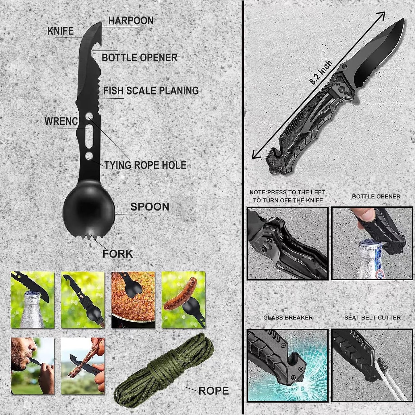 Survival Kits 19 in 1 for Men,Ideal Christmas and Birthday Gifts for Men, Husband, Boyfriend - Survival Gear and Equipment for Hiking, Fishing, Hunting, and Outdoor Activities