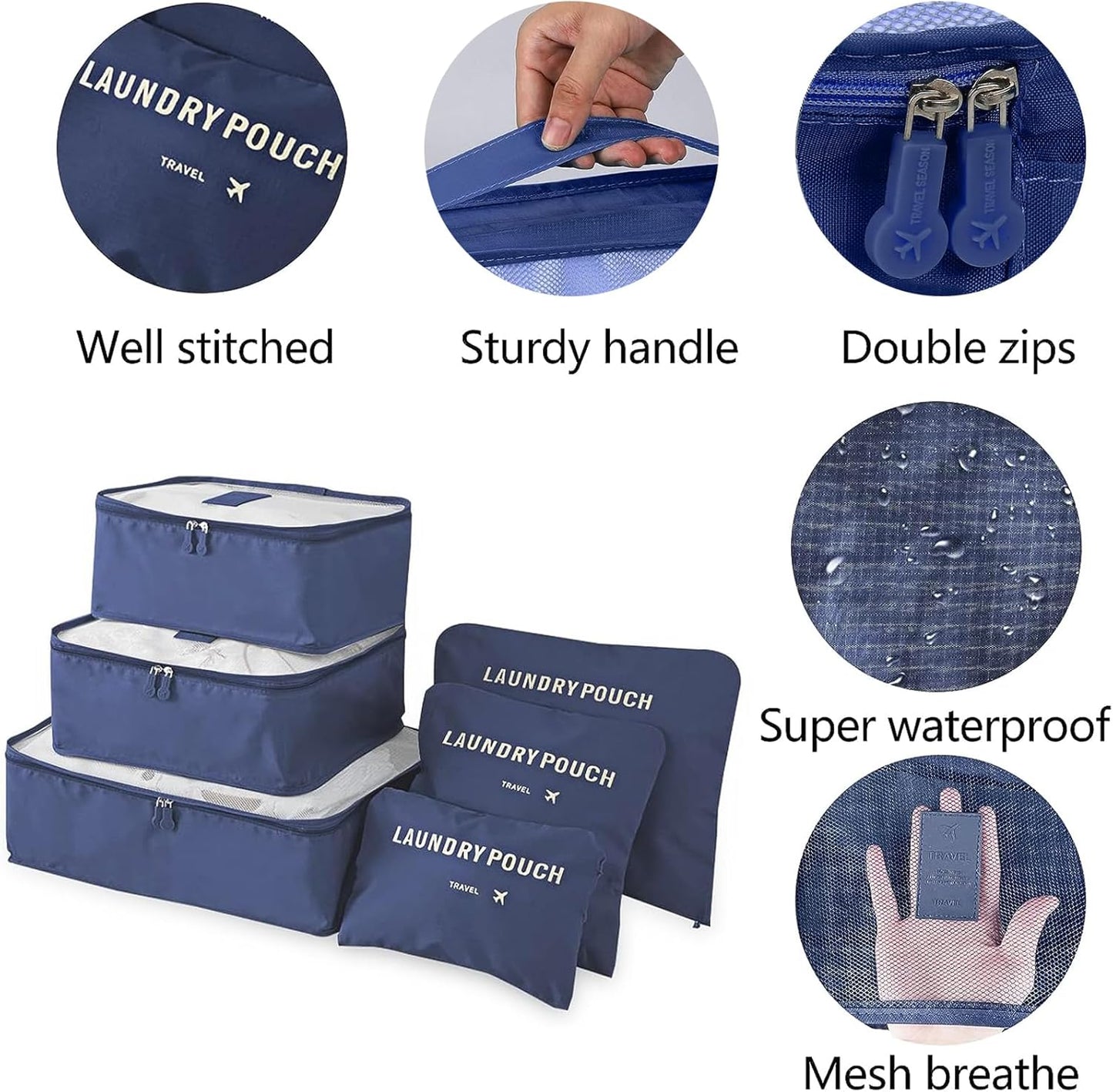 BAYINBROOK 9 Piece Suitcase Organizer, Packing Cube Set, Travel Organizer for Clothes, Cosmetics, Shoes, Intim (Dark Blue)