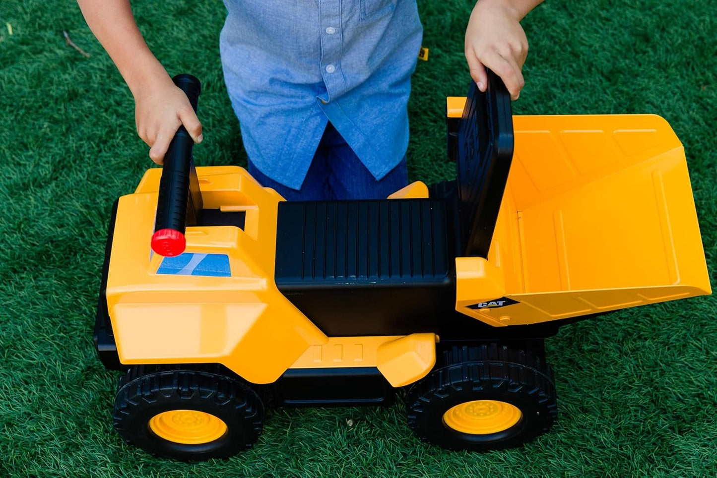 CAT Construction Toys, Play and Ride Steel Dump Truck, 2-in-1 Foot-to-Floor Rideable Toy Vehicle with Lights & Sounds, for Kids and Toddlers Ages 18 Months