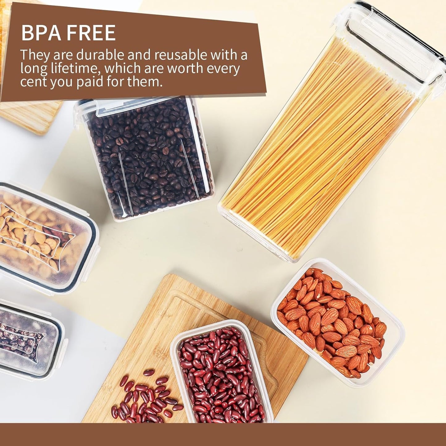 Skroam 36 Pack Airtight Food Storage Containers for Kitchen Pantry Organizers and Storage, Plastic Kitchen Storage Containers with Lids for Flour, Sugar, and Cereal, Labels & Marker