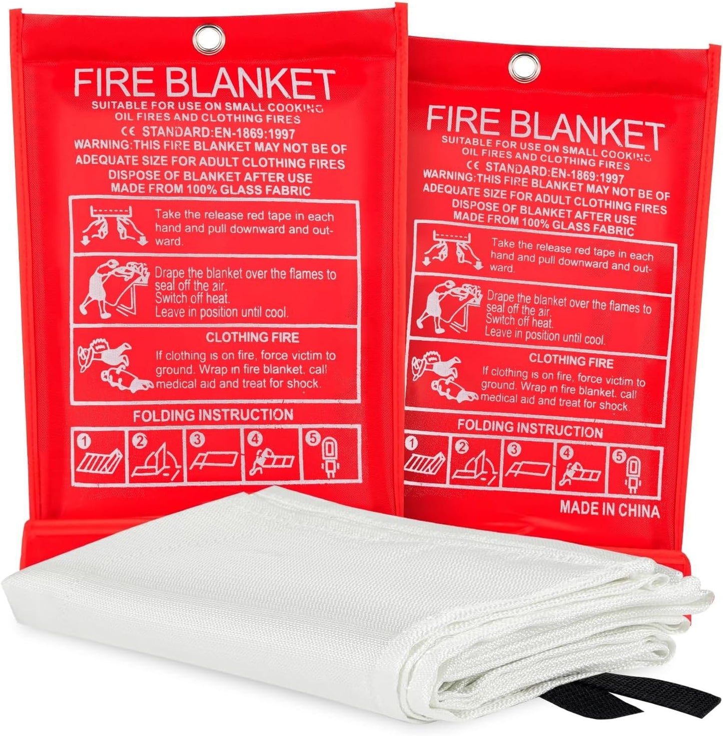 YESDEX Emergency Fire Blanket for Home & Kitchen – 1.2M x 1.2M Fiberglass Fire Suppression Blanket, Fireproof Flame Retardant Safety Blankets for Camping, Grill, School, Car, Office, Warehouse, 2 pack