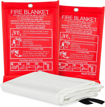 YESDEX Emergency Fire Blanket for Home & Kitchen – 1.2M x 1.2M Fiberglass Fire Suppression Blanket, Fireproof Flame Retardant Safety Blankets for Camping, Grill, School, Car, Office, Warehouse, 2 pack