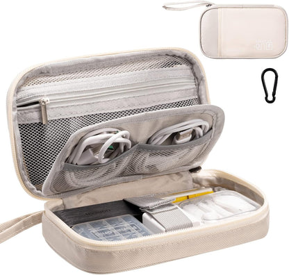 Electronics Organizer, OrgaWise Electronic Accessories Bag Travel Waterproof for iPad Mini, Kindle, Hard Drives, Cables, Chargers (S2-Beige)