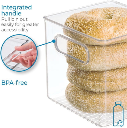 iDesign Plastic Fridge and Freezer Storage Organizer Cube Bin With Handles, Clear Container for Food, Drinks, Produce Organization, BPA-Free, 6" x 6" x 6", Clear