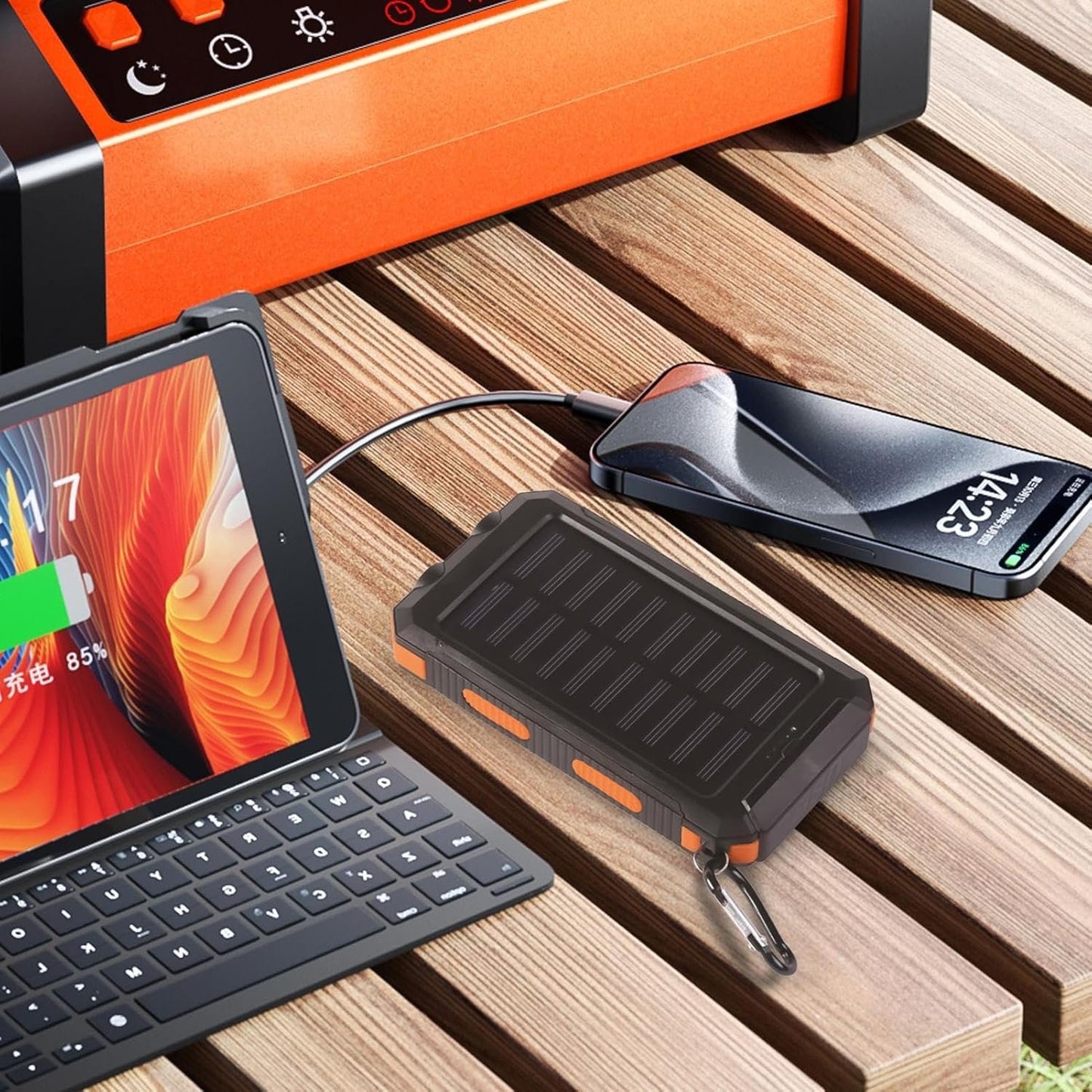 Portable Solar Charger | Portable Charger for Phones,20000mAh Wireless Fast Charging Device with Flashlight for Camping Hiking Outdoor