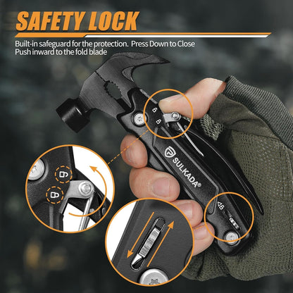 Father's Day Gift for Men,Multitool Hammer 15 in 1 Camping Accessories Survival Gear,Christmas Stocking Stuffers Unique Brithday Gift Ideas