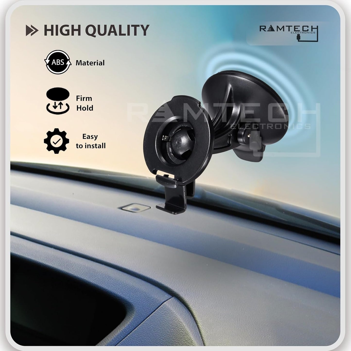 Ramtech Car Windshield Suction Mount Holder for Garmin Dezl 570 570LMT 580 LMT-S GPS - SCR