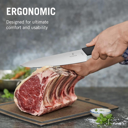 Victorinox Swiss Modern Chef's Knife - Kitchen Knife for Cutting Meat, Fruit & Vegetables - Premium Kitchen Accessories - Black Handle, 8.5"