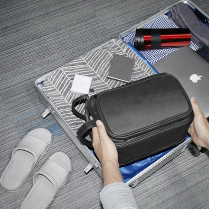 Buruis Large Toiletry Bag for Men & Women, PU Leather Travel Toiletry Organizer, Dopp Kit, Water-resistant, Black, XL, Toiletry Bag