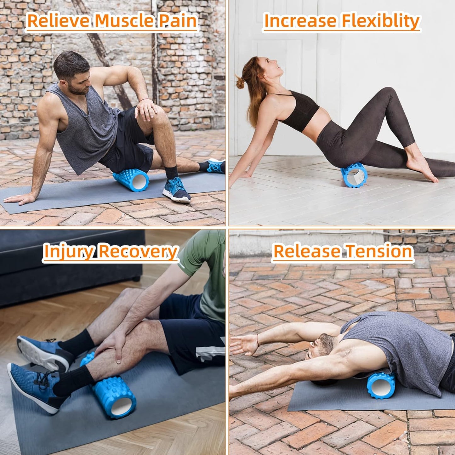 ActiveForever Foam Roller EVA Foam Roller, Trigger Point Massage Roller, Foam Roller for Deep Tissue Massage, Six Colours for Selection