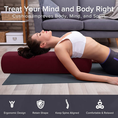 Simian Yoga Bolster Pillow Premium Meditation Bolsters Supportive Rectangular Cushion with Skin-Friendly Velvet Cover Washable, Support Cushions Bolster Pillows for Restorative Yoga,Yin Yoga…