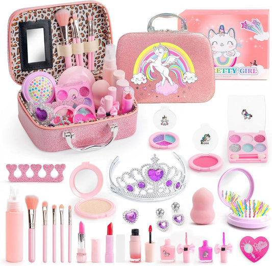 Kids Makeup Kit for Girls, Real Washable Makeup Toy for Little Girl Princess Play Make Up Birthday Gift Toy for Toddler Kid Girls Children Age 4 5 6 7 8 9 10 Year Old