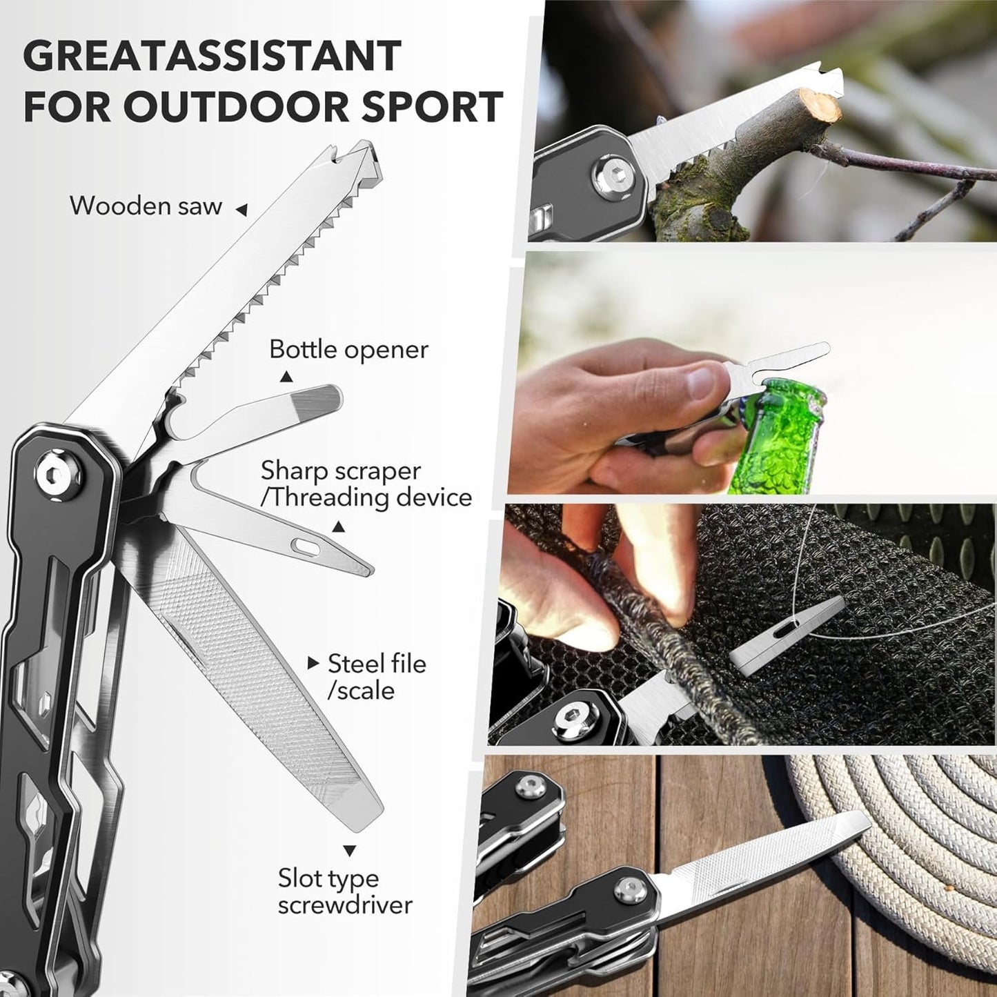 Wuwrll Multitool with Safety Locking,16-in-1 Multi Tool Stainless Steel Pocket Knife Set with Pliers, Upgrade Camping Tool Gifts for Men,for Survival, Camping, Hiking, Outdoor、