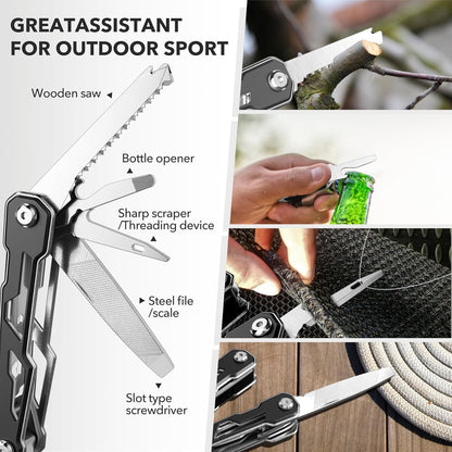 Wuwrll Multitool with Safety Locking,16-in-1 Multi Tool Stainless Steel Pocket Knife Set with Pliers, Upgrade Camping Tool Gifts for Men,for Survival, Camping, Hiking, Outdoor、