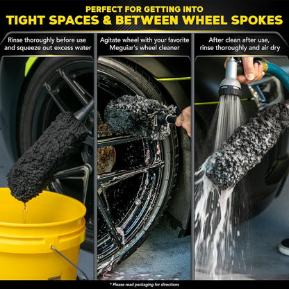 MEGUIAR'S X1902EU Microfibre Wheel Brush – Car Cleaning – Safe, Without Risk of Scratches, Durable Handle – Medium Size