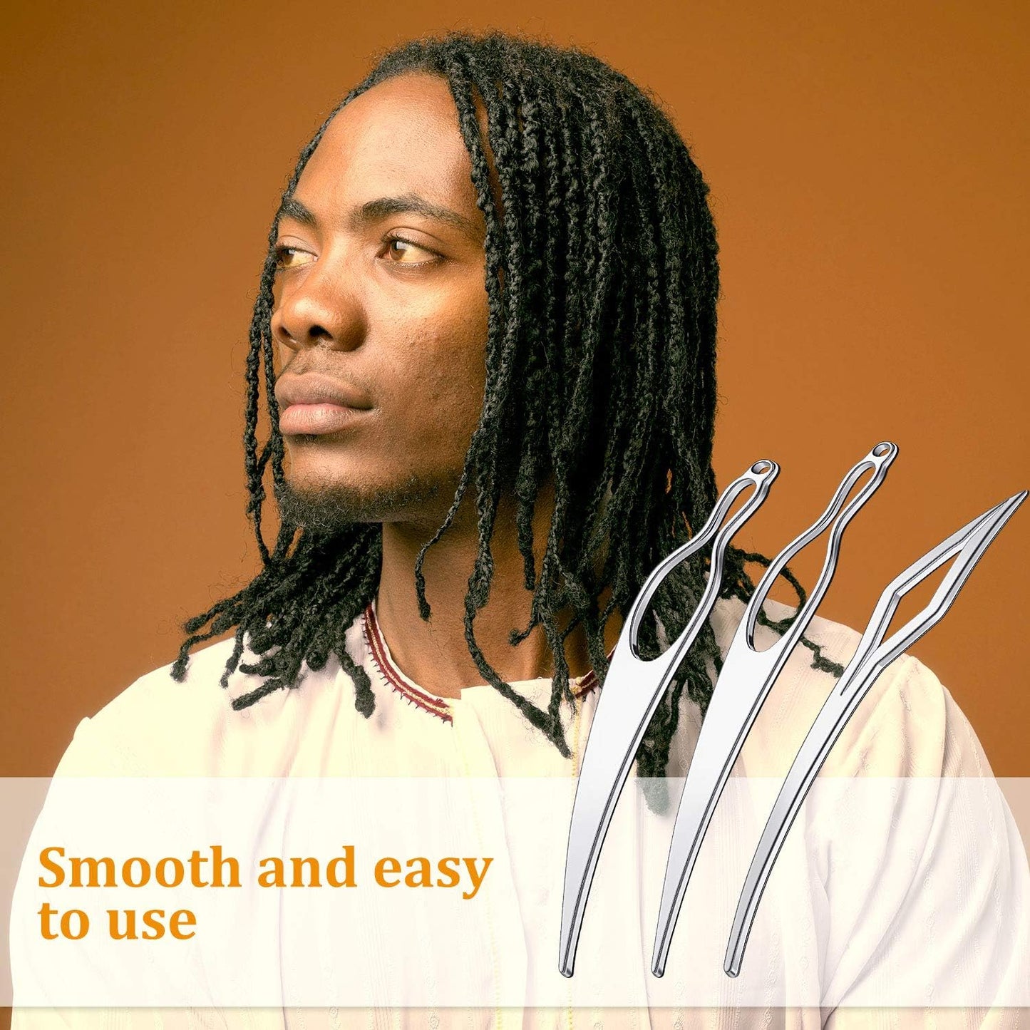 WILLBOND 8 Pcs Dreadlock Interlocking Tool for Locs Sisterlock Retighten Tool for Dreadlocks Interlocks Crochet Braiding Hair Tightening Extensions Accessory (Silver)