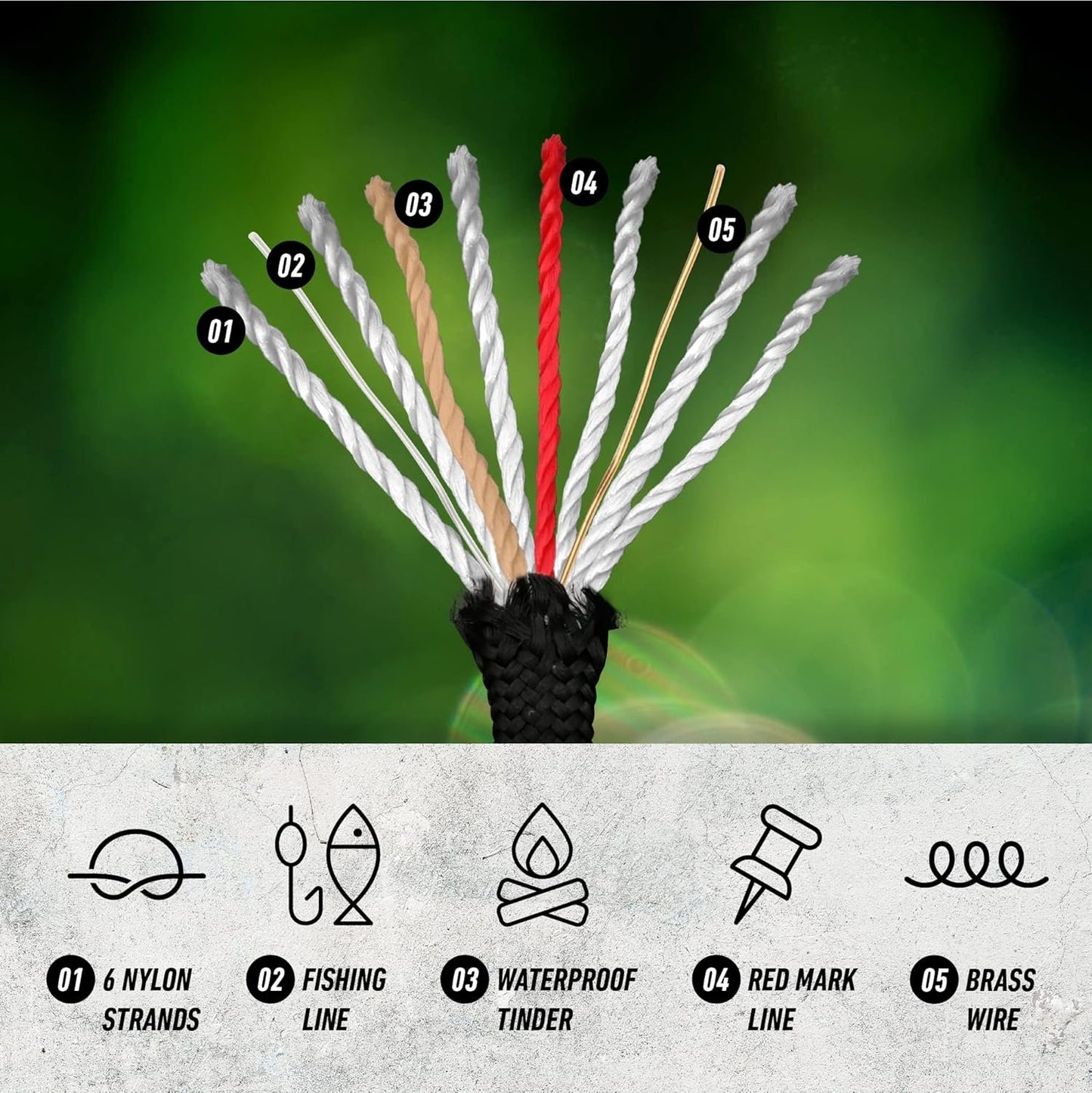 RKR OUTDOOR Survival Fire Starter Paracord Necklace (2 Pack) - 12,000 Strikes - Ultralight Ferro Rod and Striker with 550 Paracord - Flint and Steel with Waxed Tinder Paracord for Camping - Bushcraft