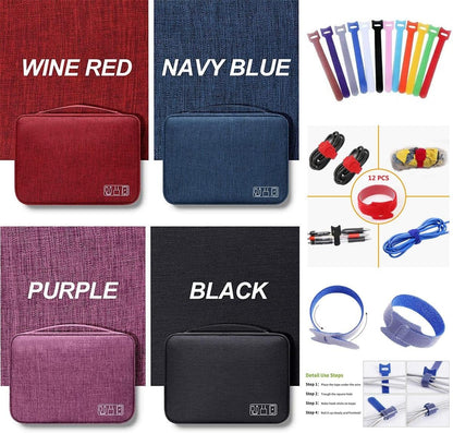 Packing Cubes for Travel Electronics Devices Organizer, with 12 PCS Ties,Versatile Electronic Accessories Carrying Case for Toothbrushes,Charging Devices,Other Cordless Electrical Appliances Purple