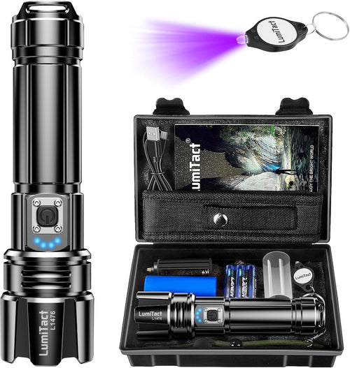 Lumitact LED Torch Rechargeable Flashlight, 30000 Lumens Super Bright Torch Light, USB Powerful Handheld Torches, Waterproof Tactical Flash Light for Emergency Camping Gift