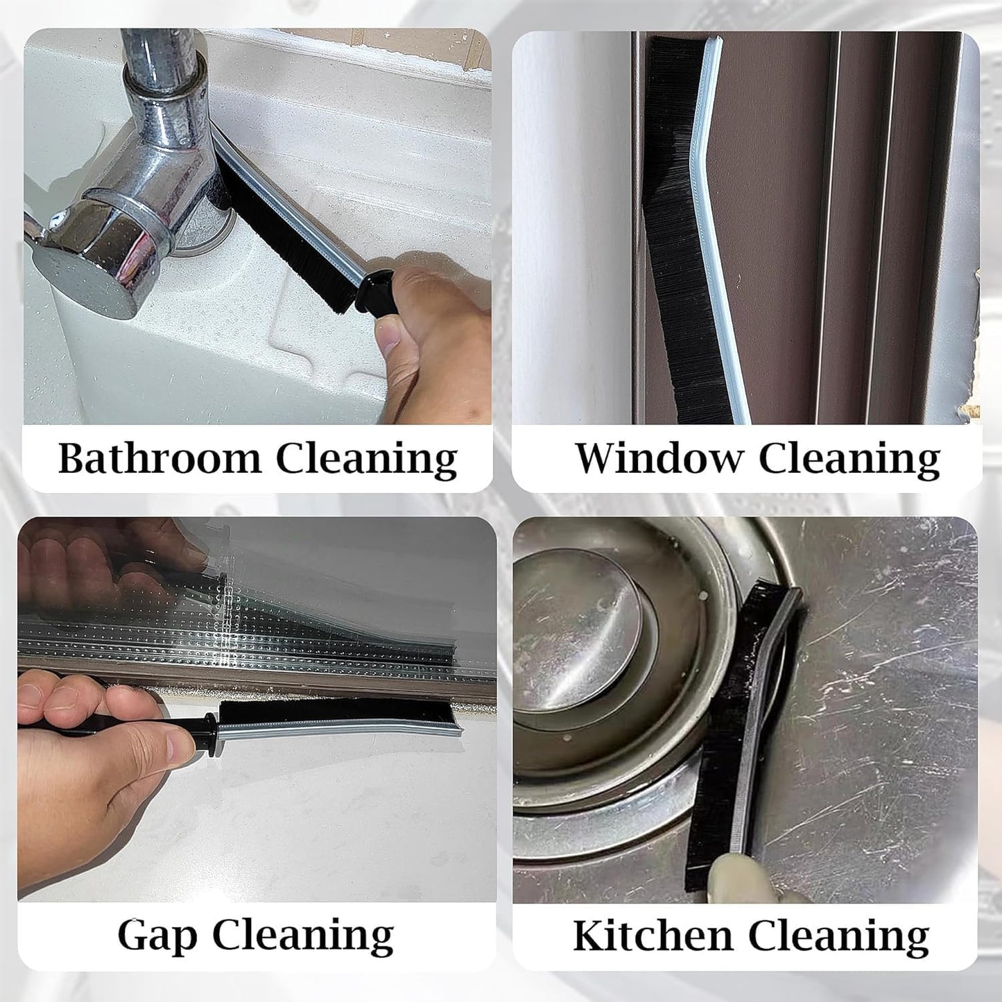 8 Pcs Bathroom Kitchen Cleaning Brush Toilet Shower Tile Joints Dead Angle Hard Bristle Cleaner Brushes Gas Stove Long Handle Multi-Function Cleaning Tool Copper Wire Stove Range Hood Oil Stain