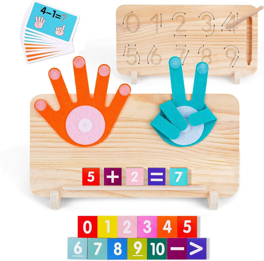 FCSONU Preschool Learning Educational Toys for Toddlers 3-4, Math Manipulatives Finger Counting Number Counting Blocks for Kids Ages 3-5, Montessori Toys for 3 4 5 Year Old Boys Girls Birthday Gifts