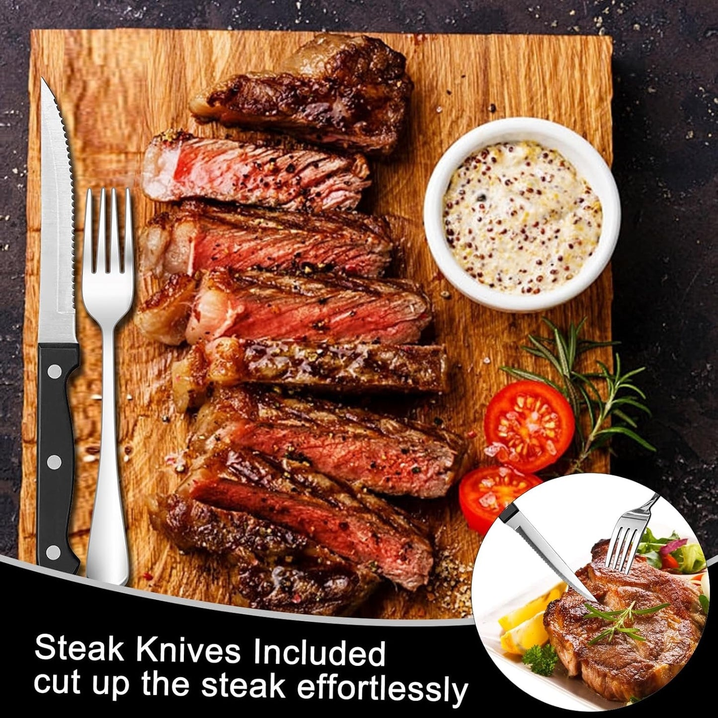 49-Piece Cutlery Set with Organizer, Stainless Steel Silverware Set Service for 8 with Steak Knives and Utensils