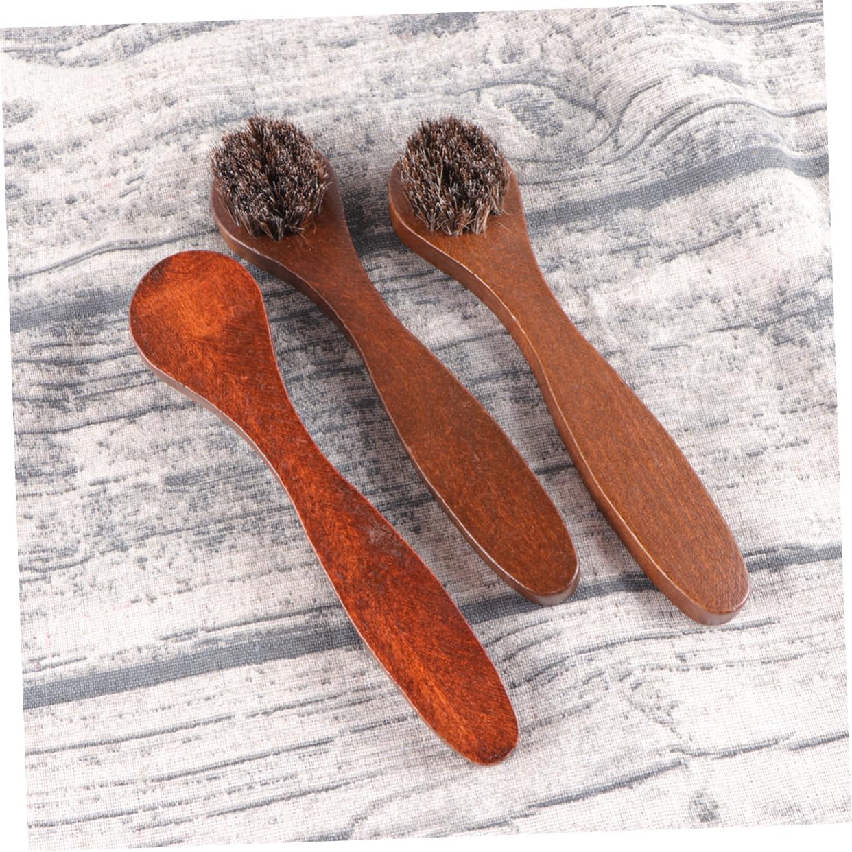 3pcs Wooden Long Handle Horse Hair Shoe Polishing Brushes Essential Cleaning Brushes for Men and Women Footwear Care/2946