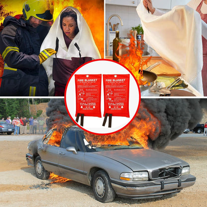 Fire Blanket for Kitchen Home Emergency - Fiberglass Blankets Fire Survival Suspension Flames Retardant Extinguisher for Stove Car Garage Office Camping Caravan BBQ School Fire Safety (1 Pack)