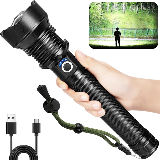 Cinlinso Flashlights High Lumens Rechargeable, 990,000 Lumens Super Bright Led Flashlight, Flash Light with 5 Modes, IPX6 Waterproof, Handheld Powerful Flashlight for Camping, Emergencies