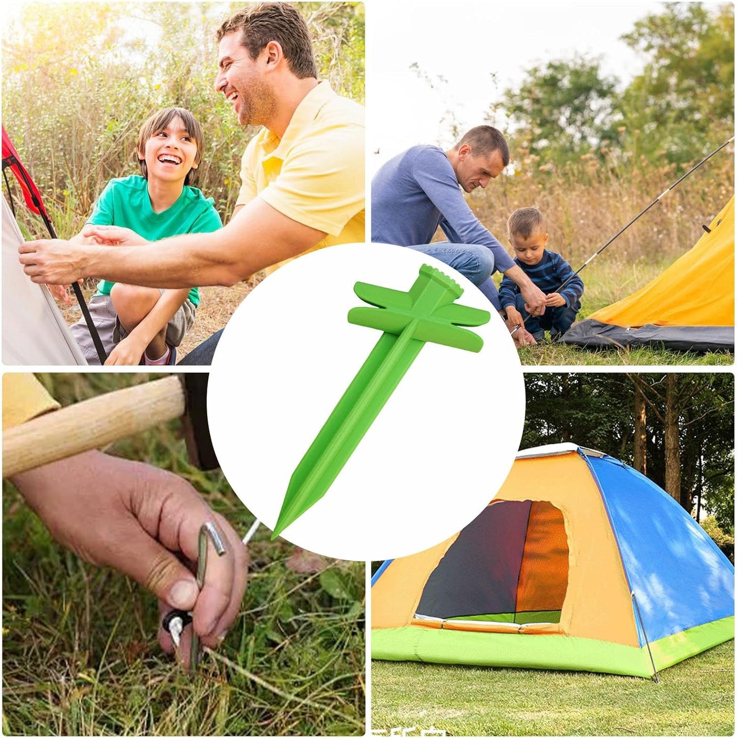 Ground Stakes, Heavy Duty Tent Anchors, High-Tensile Strength Camping Tool, Multifunctional Outdoor Gear for Temporary Fencing, Playground Safety, Beach Camping, 8.58x3.62x1.02inch